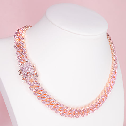 PINK MIAMI CUBAN NECKLACE