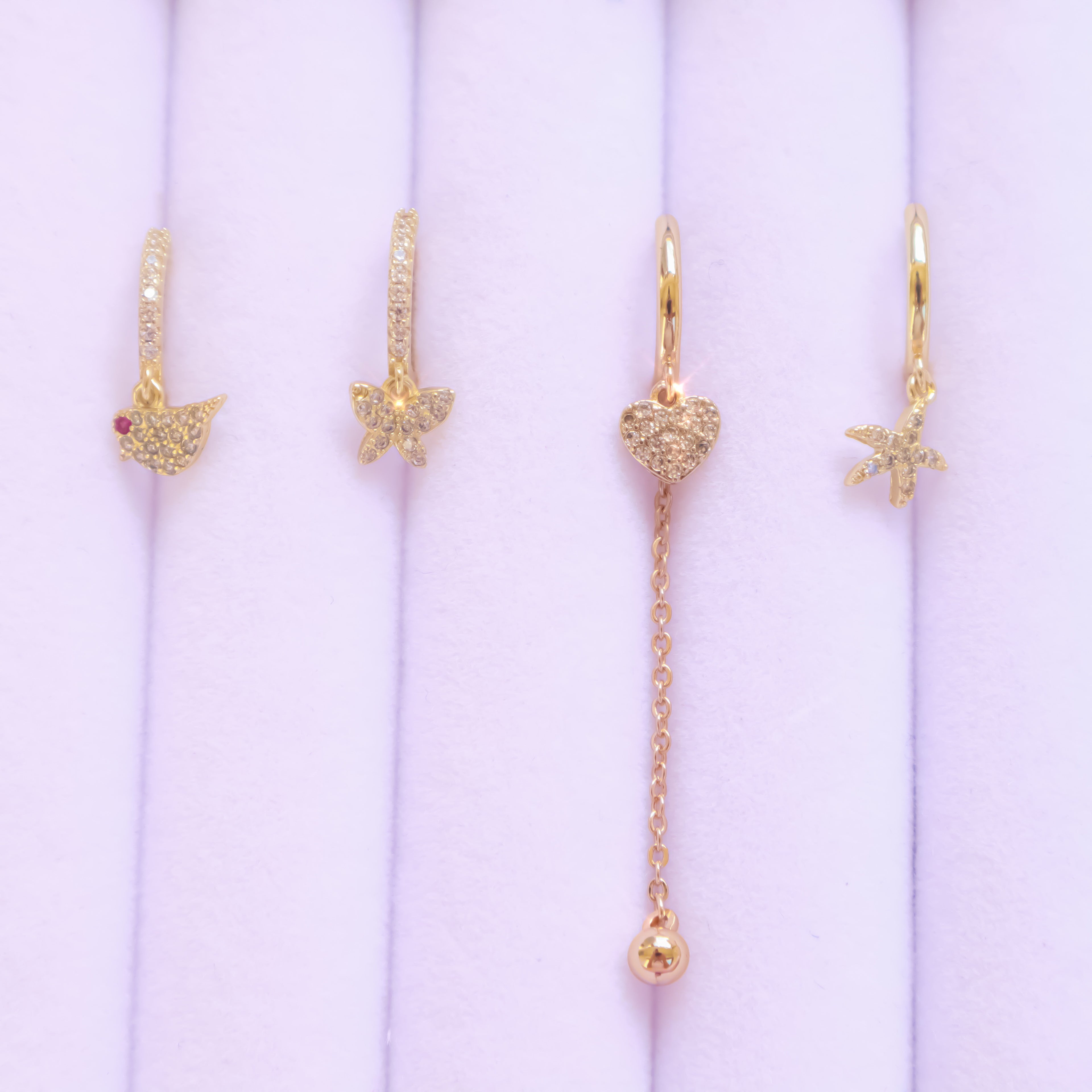 TAKE ME TO THE PALM MINI CHARM HOOPS