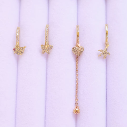 TAKE ME TO THE PALM MINI CHARM HOOPS