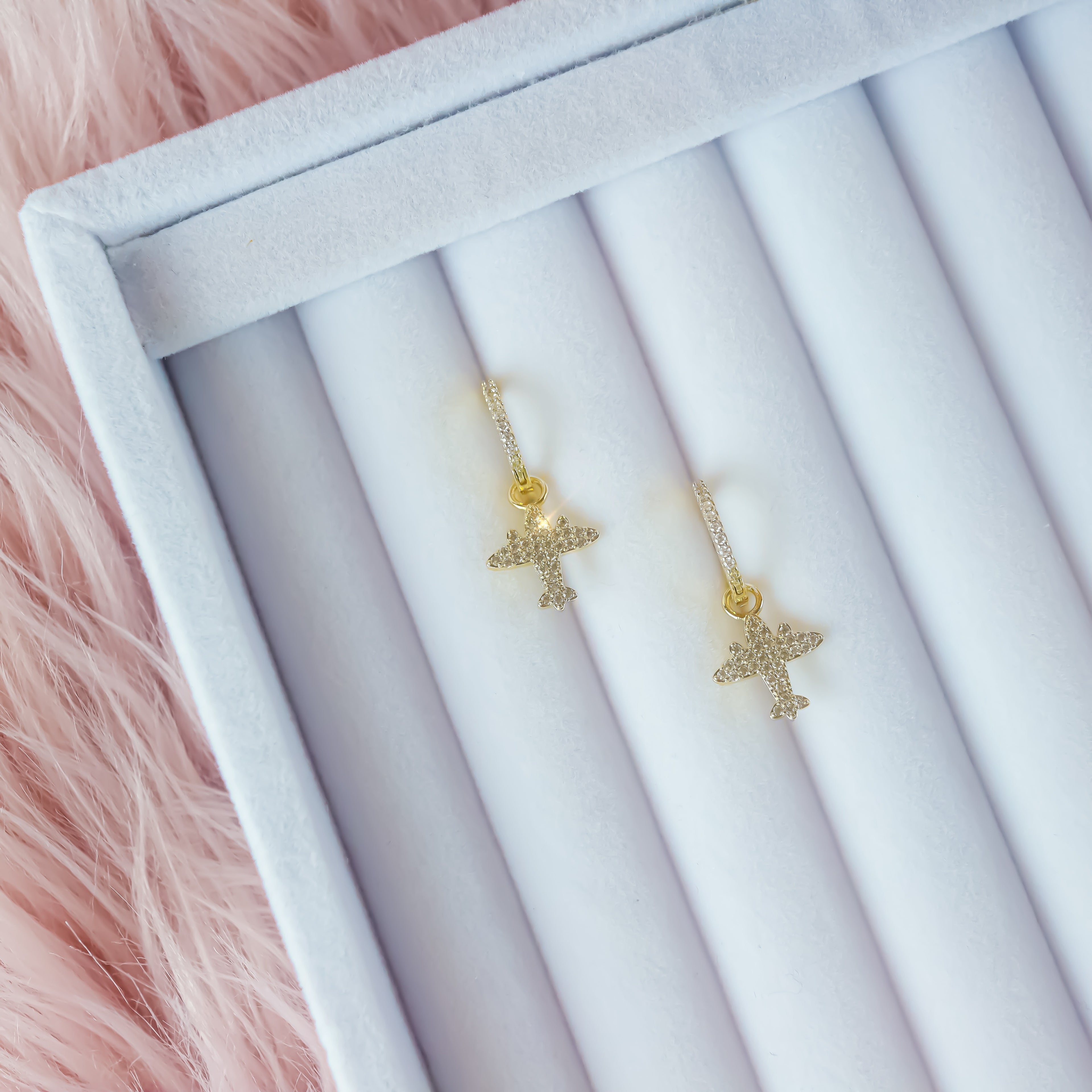 CATCH FLIGHTS NOT FEELINGS CHARM HOOPS