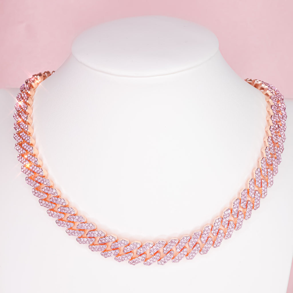 PINK MIAMI CUBAN NECKLACE