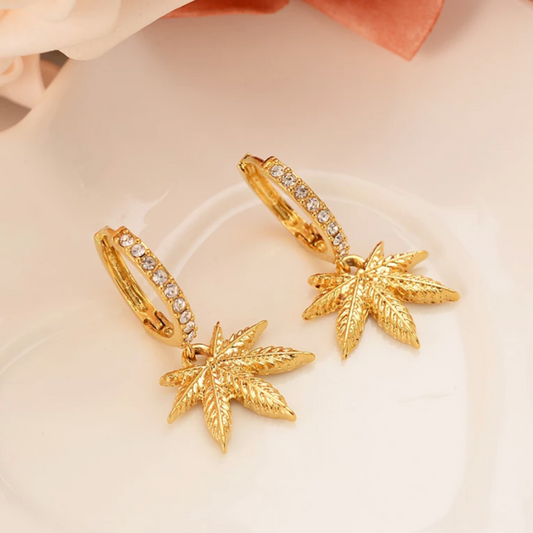 marijuana hoop charms, charm earrings, 420 charm earrings, hoops